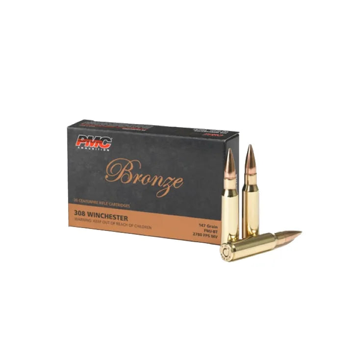PMC .308 Winchester 147 Grain FMJ-BT Bronze Line - 20 Bullets per Pack image 0